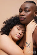 Studio portrait of happy couple