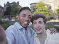 South Yorkshire, Portrait of smiling couple embracing outdoors