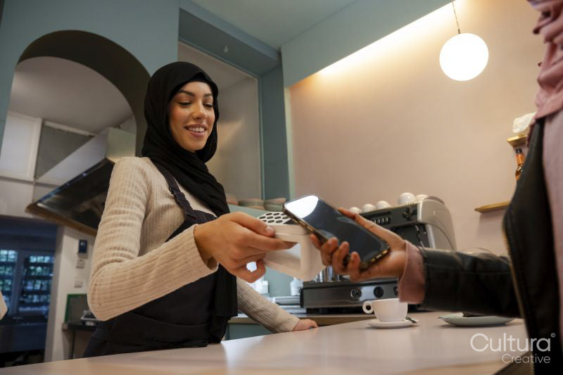 Customer paying with smart phone