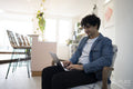 Businessman using laptop in office