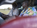 Senior couple traveling in van