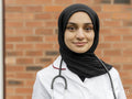 Portrait of female doctor wearing hijab