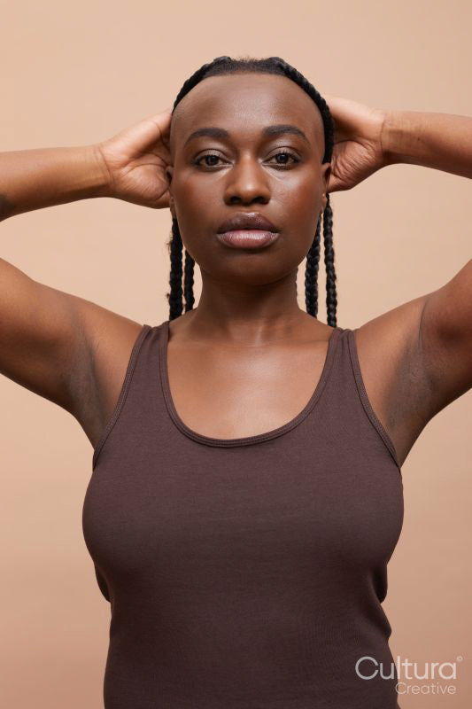 Portrait of beautiful woman with mohawk hair