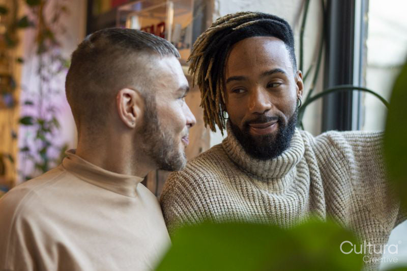 Two men looking at each other