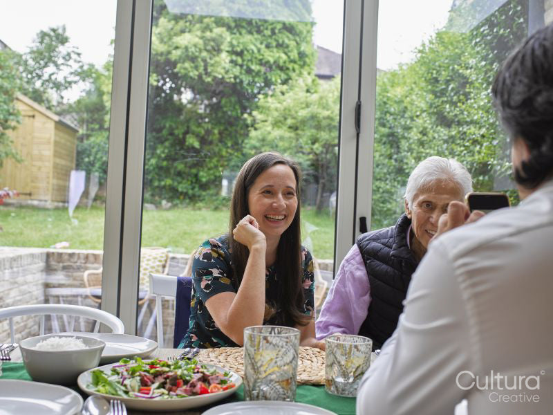 Family having dinner together