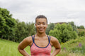 Portrait of smiling woman in nature