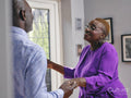 Couple dancing at home