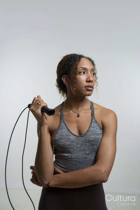 Woman holding jump rope