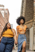 Two young women in street