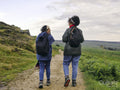 Women hiking in countryside