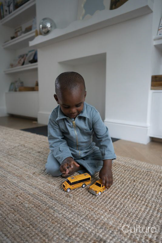Boy playing with toy cars