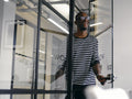 Man entering office