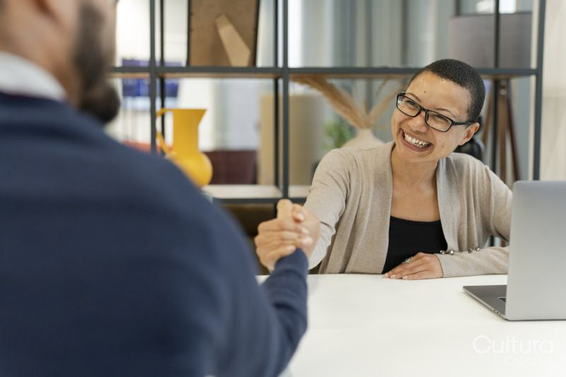 Business people greeting in office