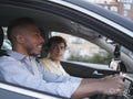South Yorkshire, Smiling couple in car