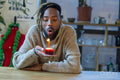 Man blowing at candle