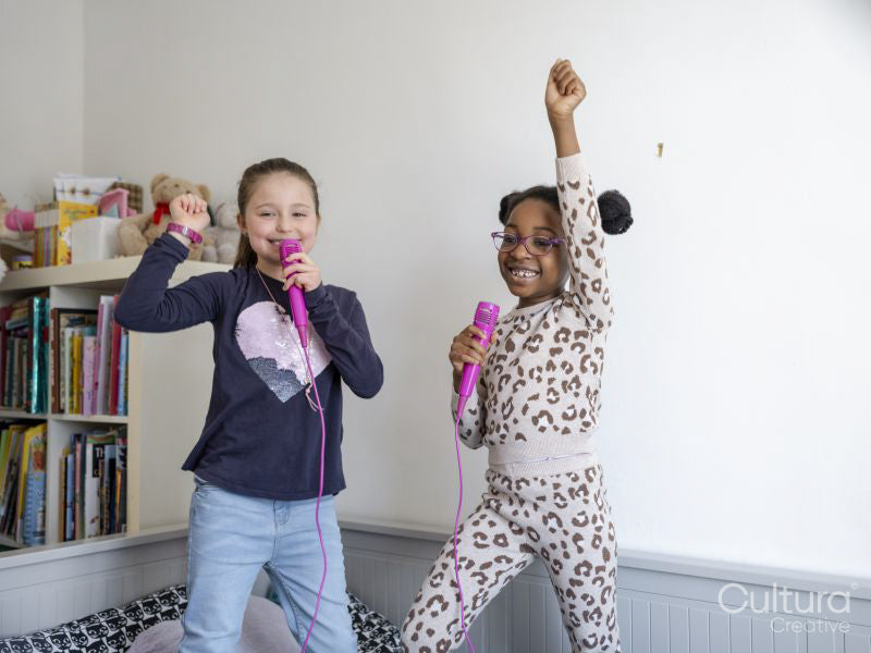 Girl friends singing at home