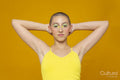 Studio portrait of girl with neon colored make-up