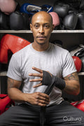 Portrait of man preparing for boxing fight