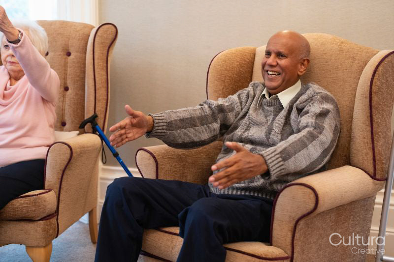 Senior people exercising at nursing home