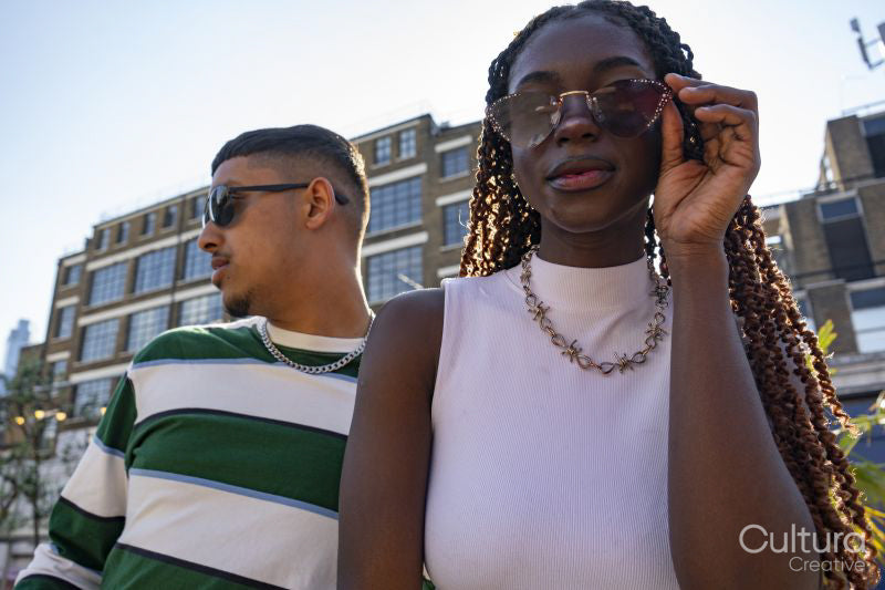 Fashionable young people wearing sunglasses