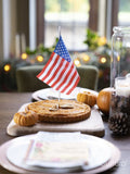 Pumpkin pie with American flag