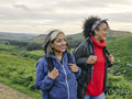 Women hiking in countryside