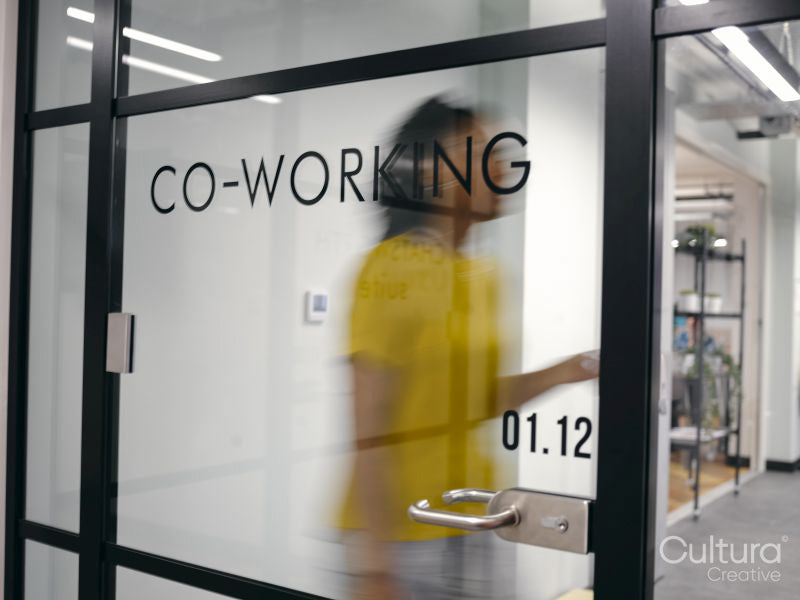 Business woman in co-working office space