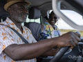 Senior couple traveling in van