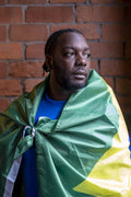 Man dressed in national flag