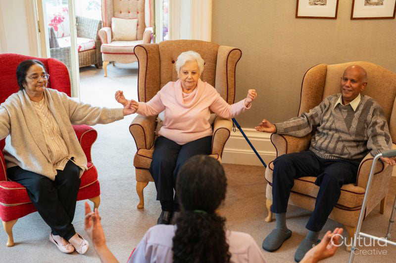 Senior people exercising at nursing home