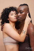 Studio portrait of happy couple