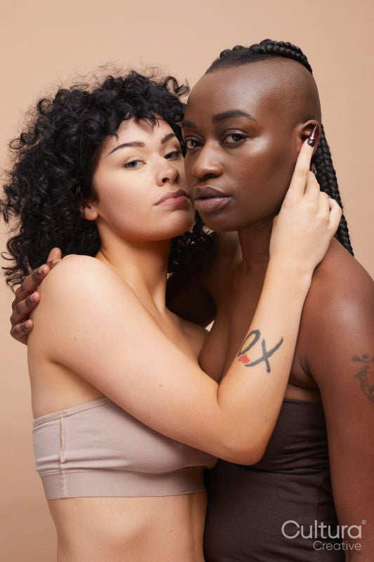 Studio portrait of happy couple