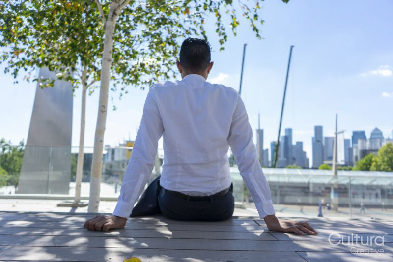 Businessman taking break outdoors