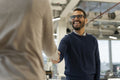 Business people greeting in office