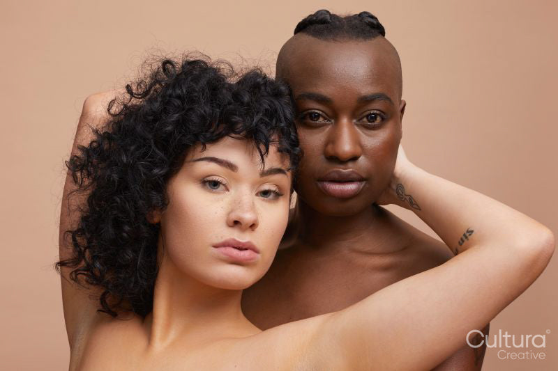 Studio portrait of happy couple