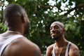 Louisiana, Smiling couple talking in forest