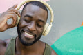 Portrait of smiling handsome man with headphones