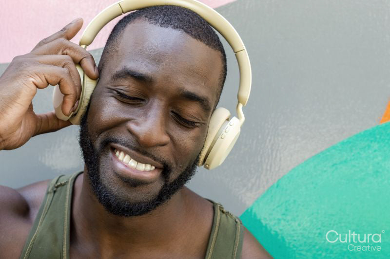 Portrait of smiling handsome man with headphones