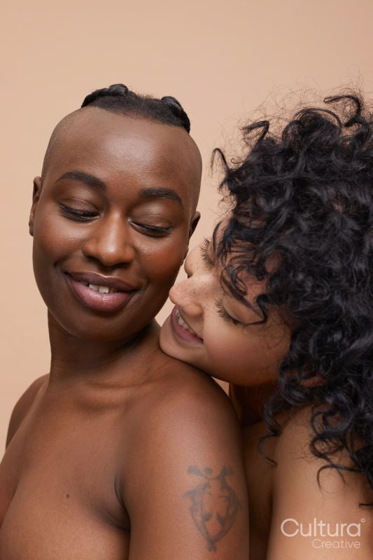 Studio portrait of happy couple