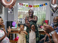 Family having fun at birthday party