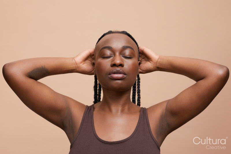 Portrait of beautiful woman with mohawk hair