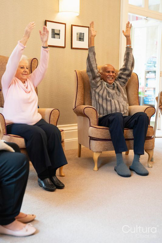 Senior people exercising at nursing home