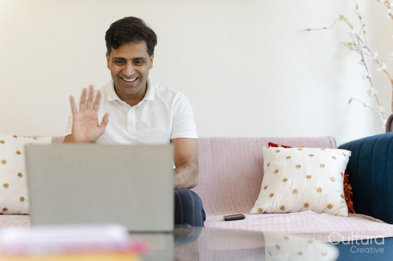 Man during video call at home