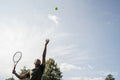 Low angle view of man playing tennis