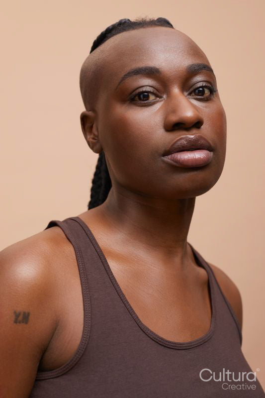 Portrait of beautiful woman with mohawk hair