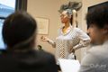 Businesswoman talking during business meeting