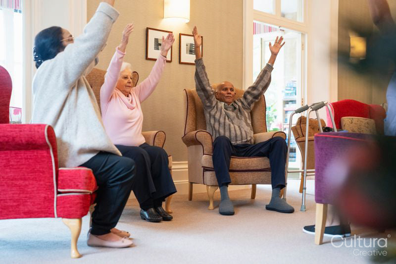 Senior people exercising at nursing home