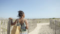 Senior woman looking at view on beach