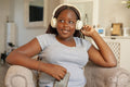 Smiling girl in headphones