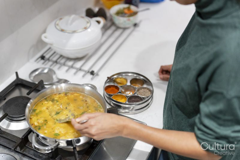 Woman cooking at home